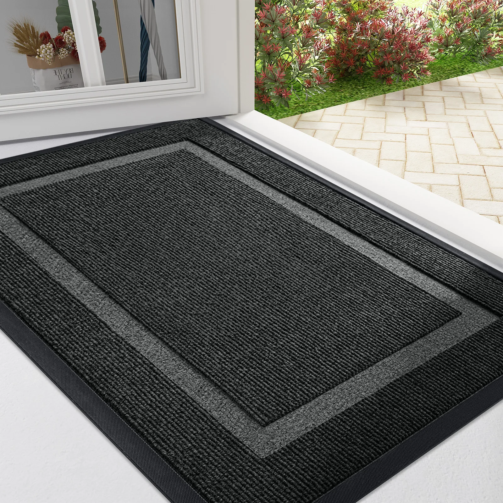 HAPIHAPPY New Waterproof Door Mat Entrance Nonslip Fade Resistant Door Mat Easy Clean Patio Porch Entryway Door Mat All-Season