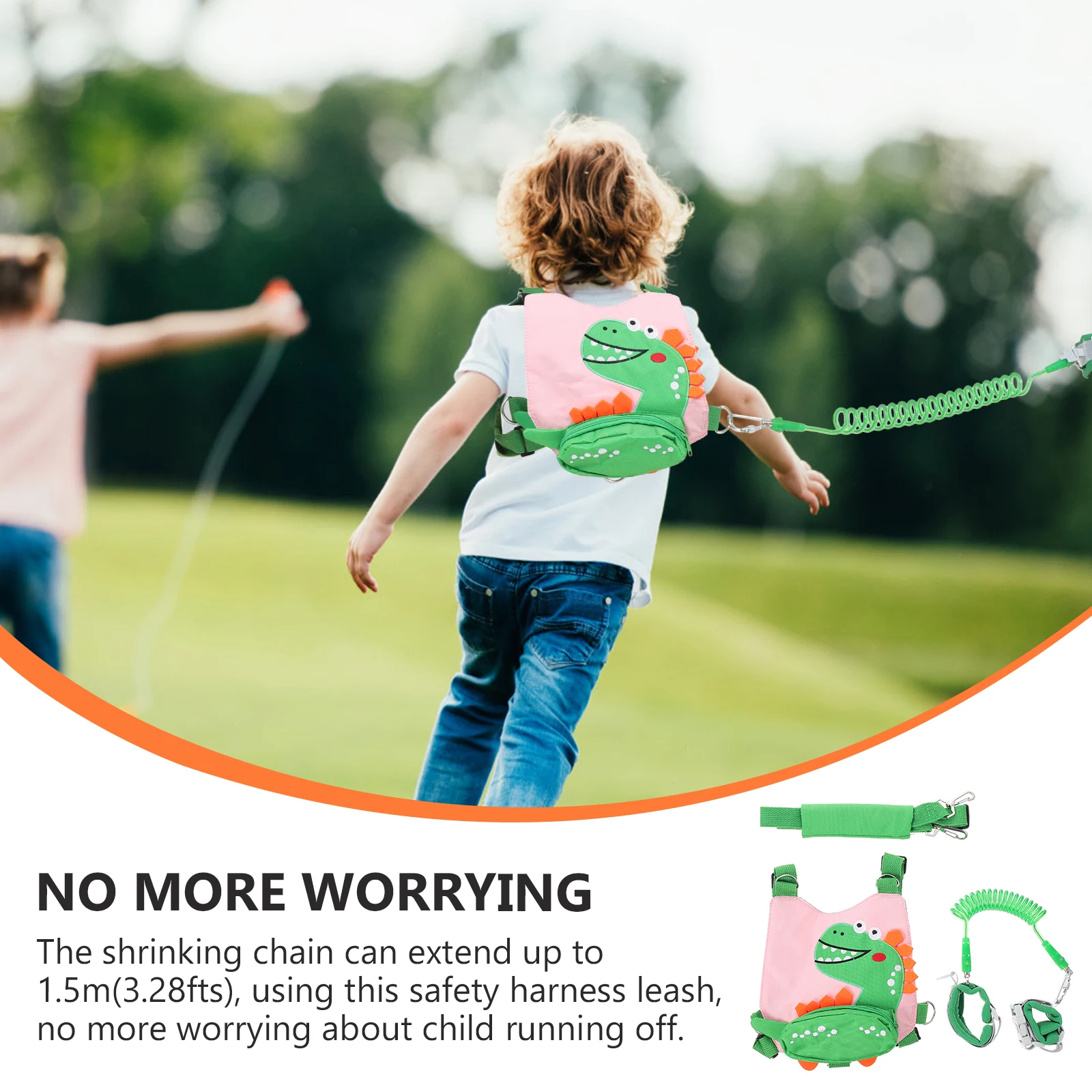 

Toddler Anti Lost Strap Kids Harness Belt 150cm Pink Dinosaur Breathable Mesh Leash Adjustable Safety Walking Strap Baby Toddler