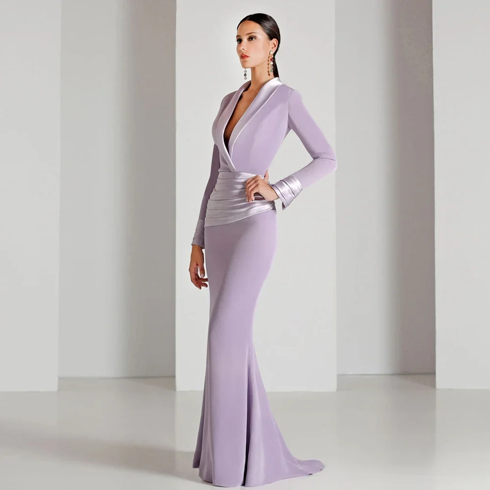 

LZPOVE Customized Mermaid Mother of the Bride Dresses V Neck Long Sleeve Floor Length Wedding Party Gowns Tiered for 2025
