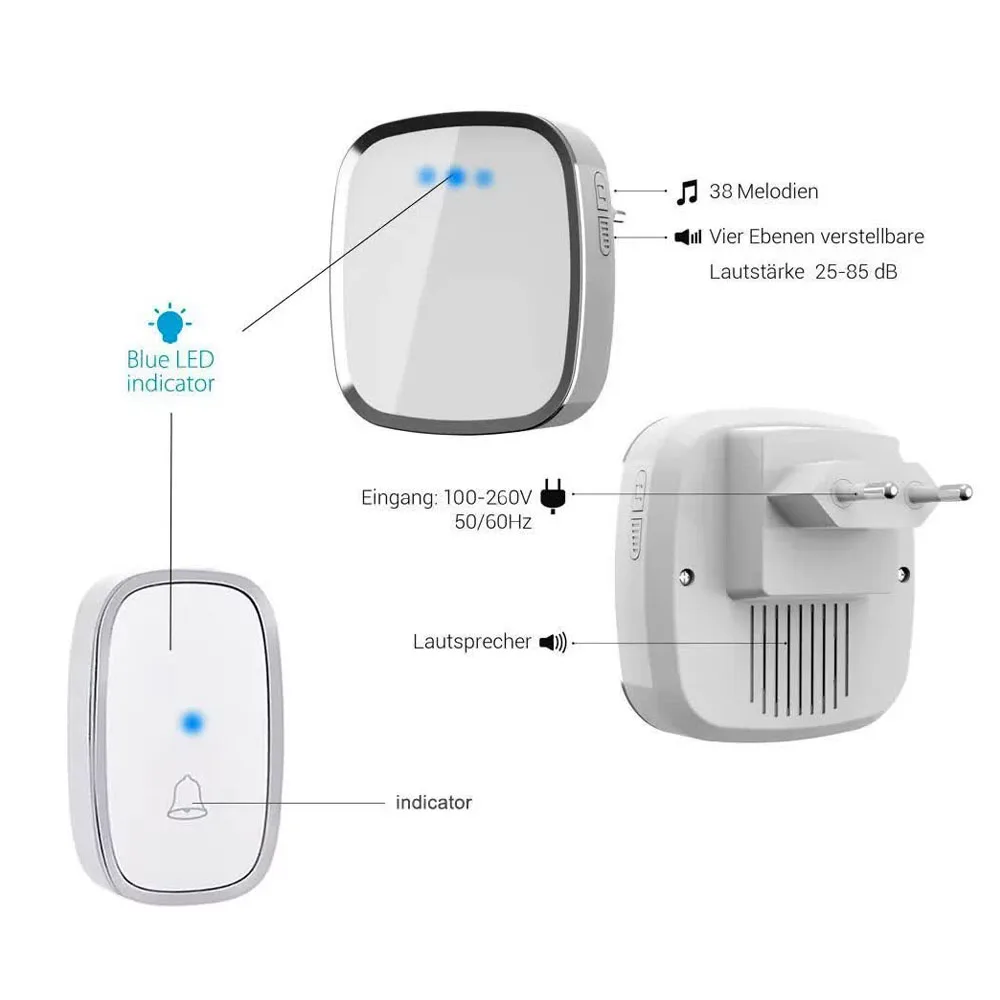 300M Wireless Doorbell Home Welcome Door Bell Long Wireless Distance 38 Songs Home Welcome Chimes Ringtone Colorful - Image 4