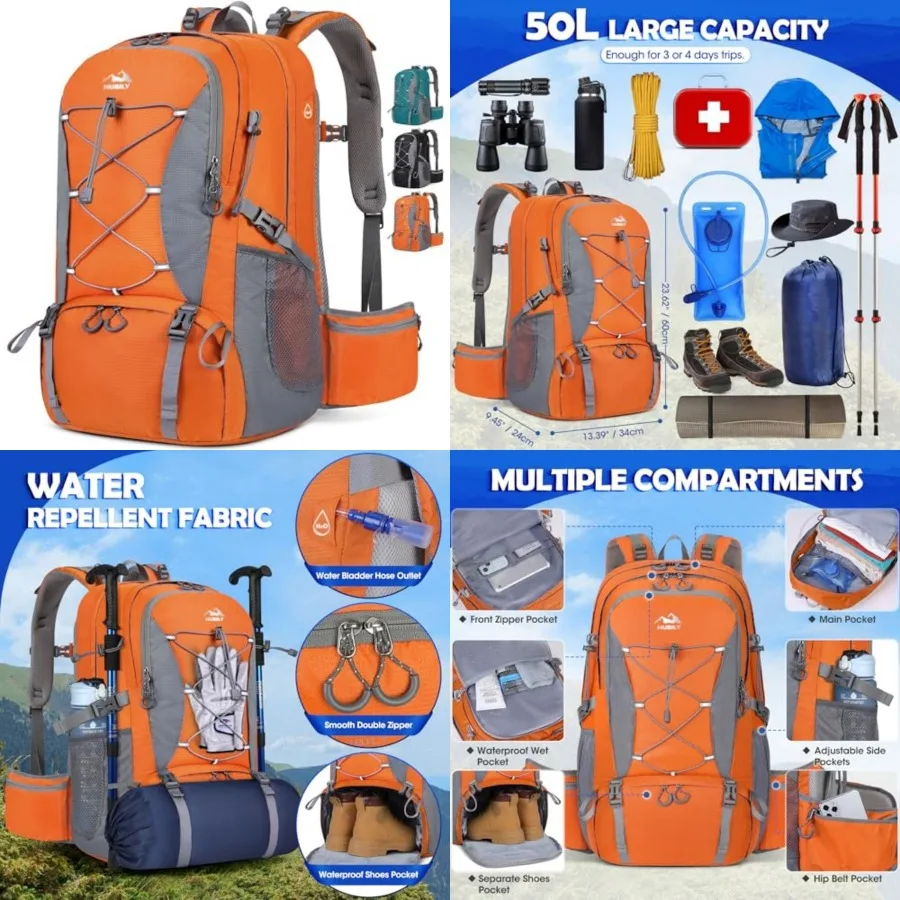 Hiking Backpack Waterproof - 50L Hiking Backpack Waterproof Camping Backpack