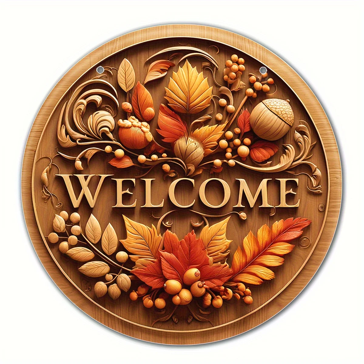 1pc, Vibrant Autumn Maple Leaf Wooden Welcome Sign - 8*8 Indoor Outdoor Decor, Wreath Centerpiece, Doorway Decoration