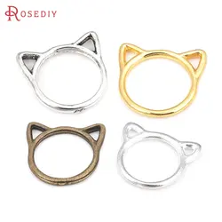 50PCS 19x17MM 17x15MM 13x11.5MM Zinc Alloy Antique Bronze Cat Rings Charms Pendants Diy Jewelry Findings Accessories Wholesale