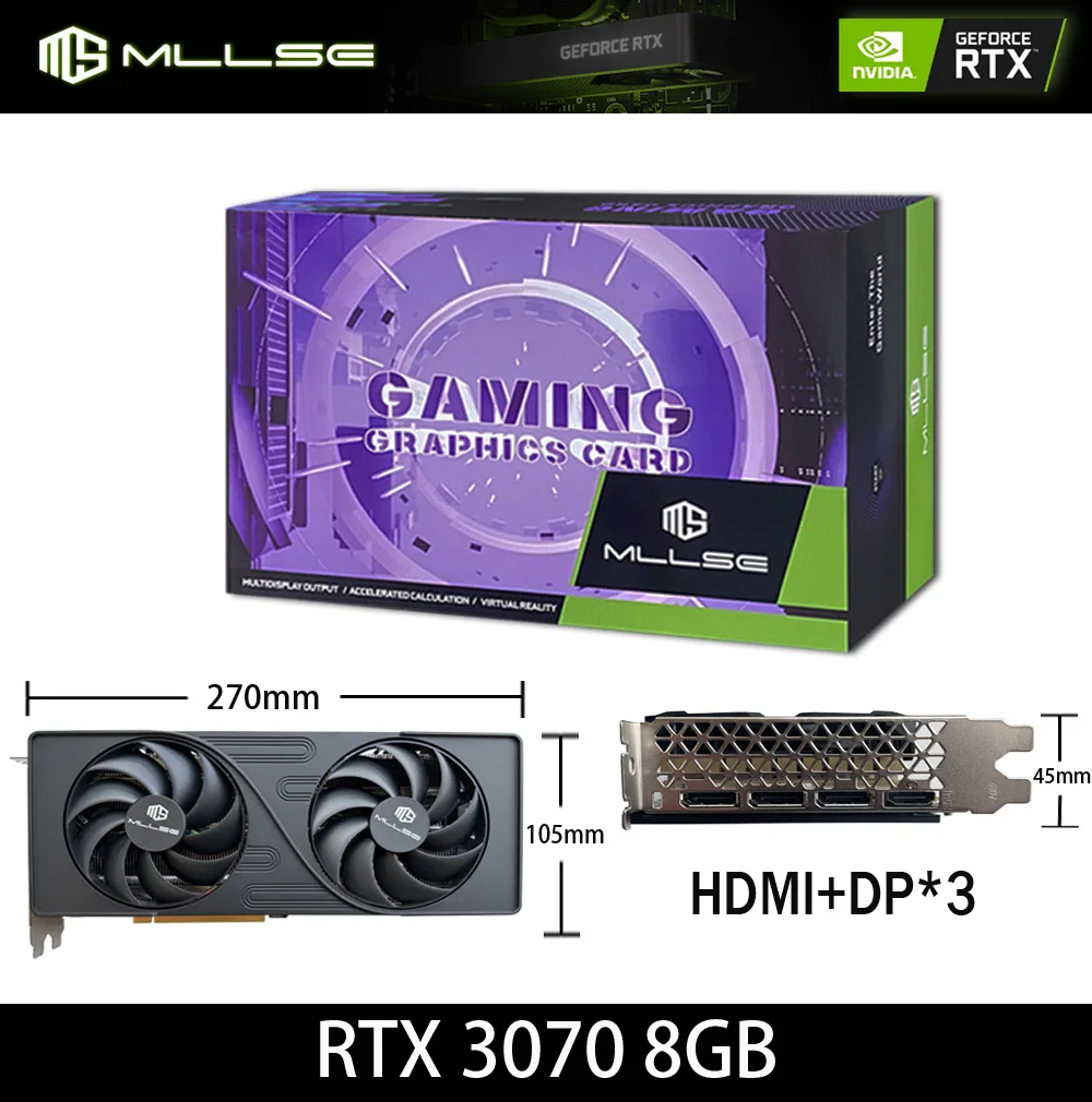 MLLSE AMD RTX3070 8GB بطاقة الرسومات GPU GDDR6 256-bit 8nm لعبة دعم سطح المكتب وحدة المعالجة المركزية بطاقة الفيديو rtx 3070 8gb Placa De Video #5
