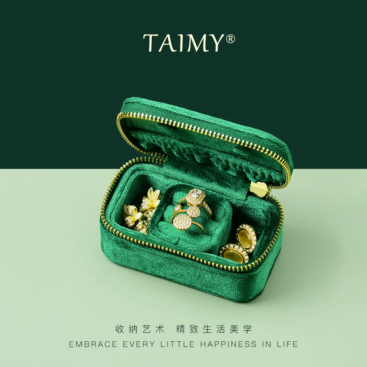 

TAIMY Mini Velvet Jewelry Box Portable Travel Ring Earring Necklace Storage Case Custom Logo Jewelry Box Jewellery Organizer