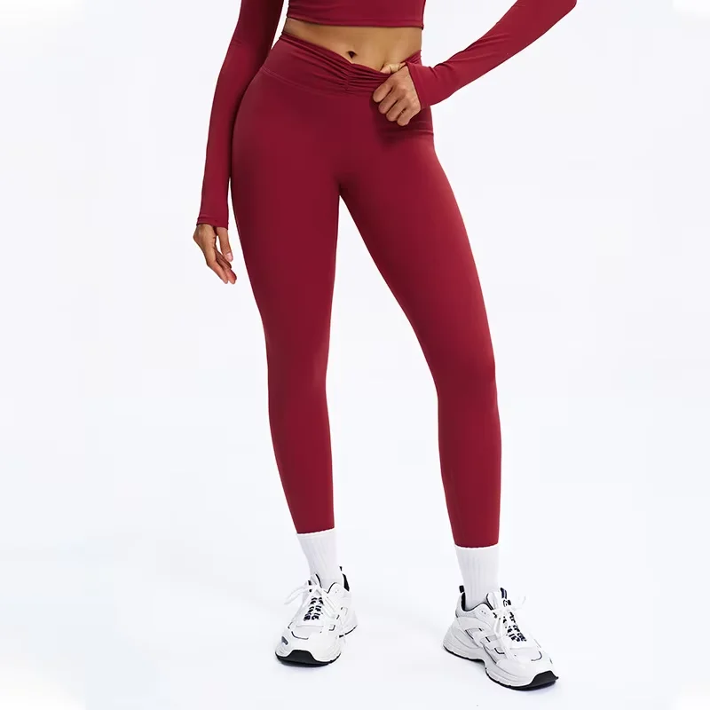 

Женские брюки для йоги с высокой талией и начесом для контроля живота, облегающие леггинсы для тренировок с подтяжкой ягодиц, однотонный нейлон/спандекс, щиколотки для бега