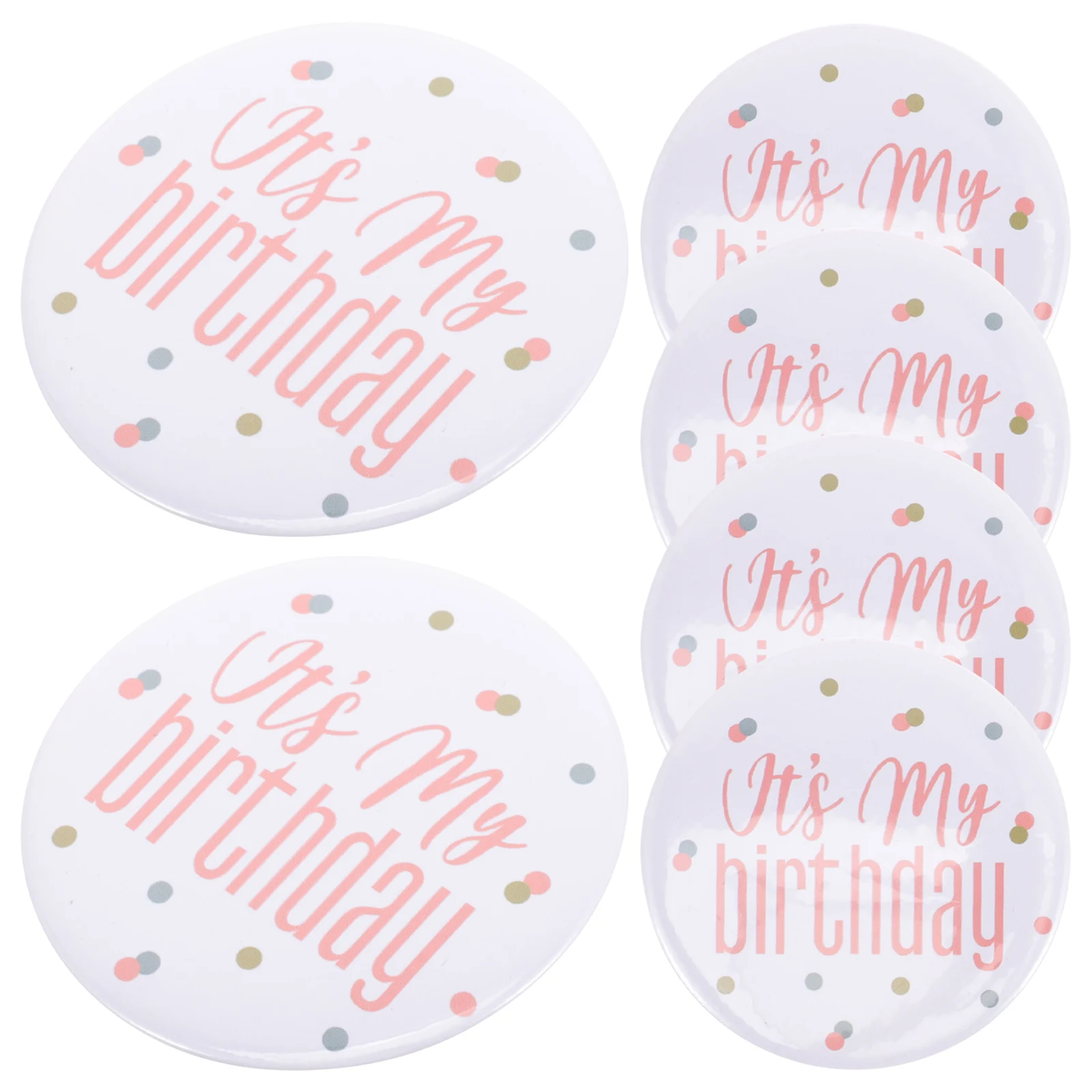 여성을위한 6 Pcs 금속 브로치 여성 생일 핀 소녀 파티 철 선물 세트 흰색 생일 금속 핀 배경