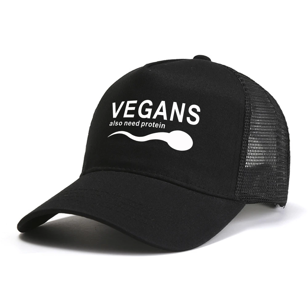 مضحك نباتي ملابس للرجال يحتاج أيضًا إلى بروتين شعار رسالة قبعة بيسبول الرجال الجرافيك طباعة Harajuku Snapback قبعة شبكة القبعات الرائعة