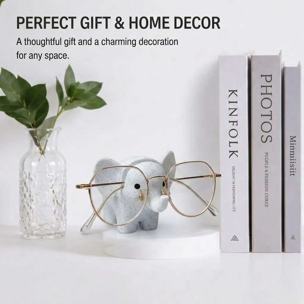Fun Elephant Eyeglass Display Stand,3D Printed Cute Home Office Desk Decor,Back-to-School Season,Halloween,Christmasgift