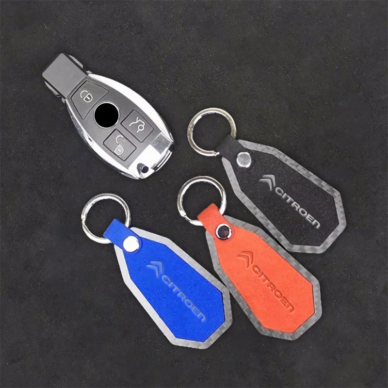 الجلد المدبوغ ألياف الكربون سيارة المفاتيح كيرينغ المعلقات الفاخرة لسيتروين C4 بيكاسو كسارا C5 Aircross الصبار C1 C2 C3 C6 C8 ملحق