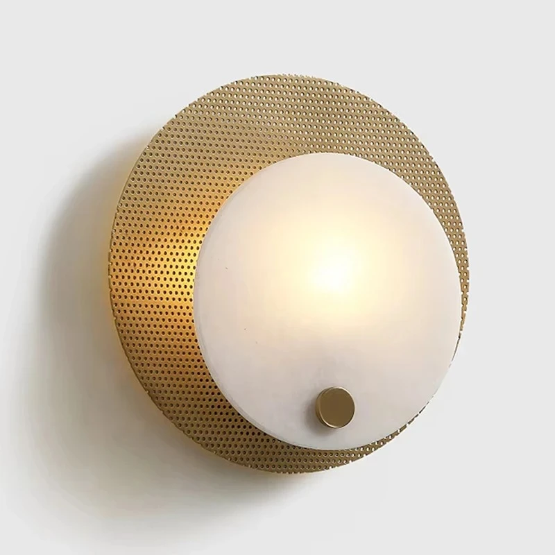 Spanish Natural Marble Copper Wall Lamp Sofa Side Staircase Balcony Bedside in Front of The Mirror Luxury Decoration Fixtures