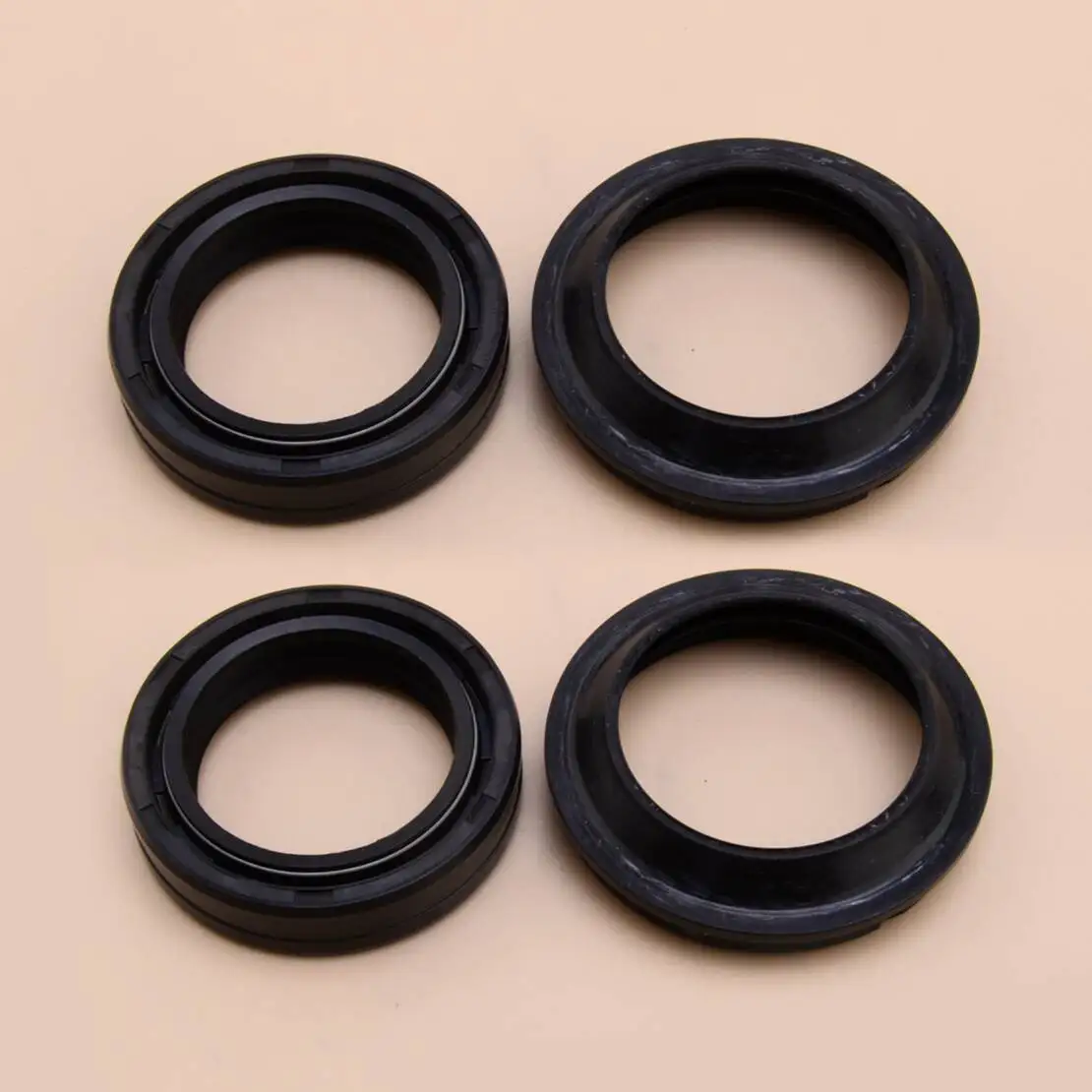 4Pcs Fork Dust Wiper Seals Oil Seal Kits Fit for Kawasaki KX100 KX80 KX85 Big Wheel KZ550F KZ550M ZN700 Black