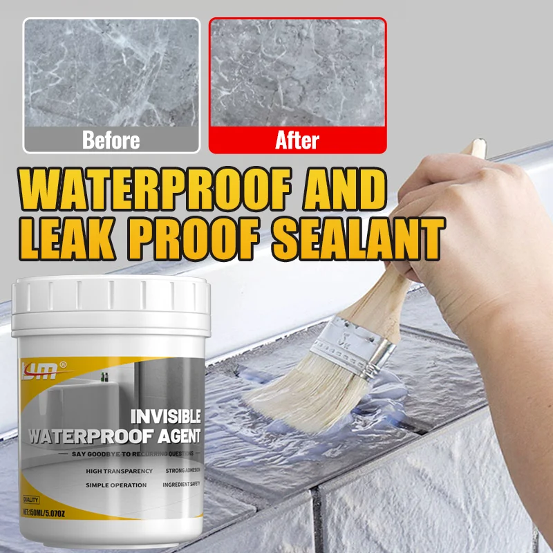 150ML Invisible Waterproof Agent Transparent Sealant Leak Proof Repair Glue for Roof Bathroom Tile Brick Concrete All Surfaces