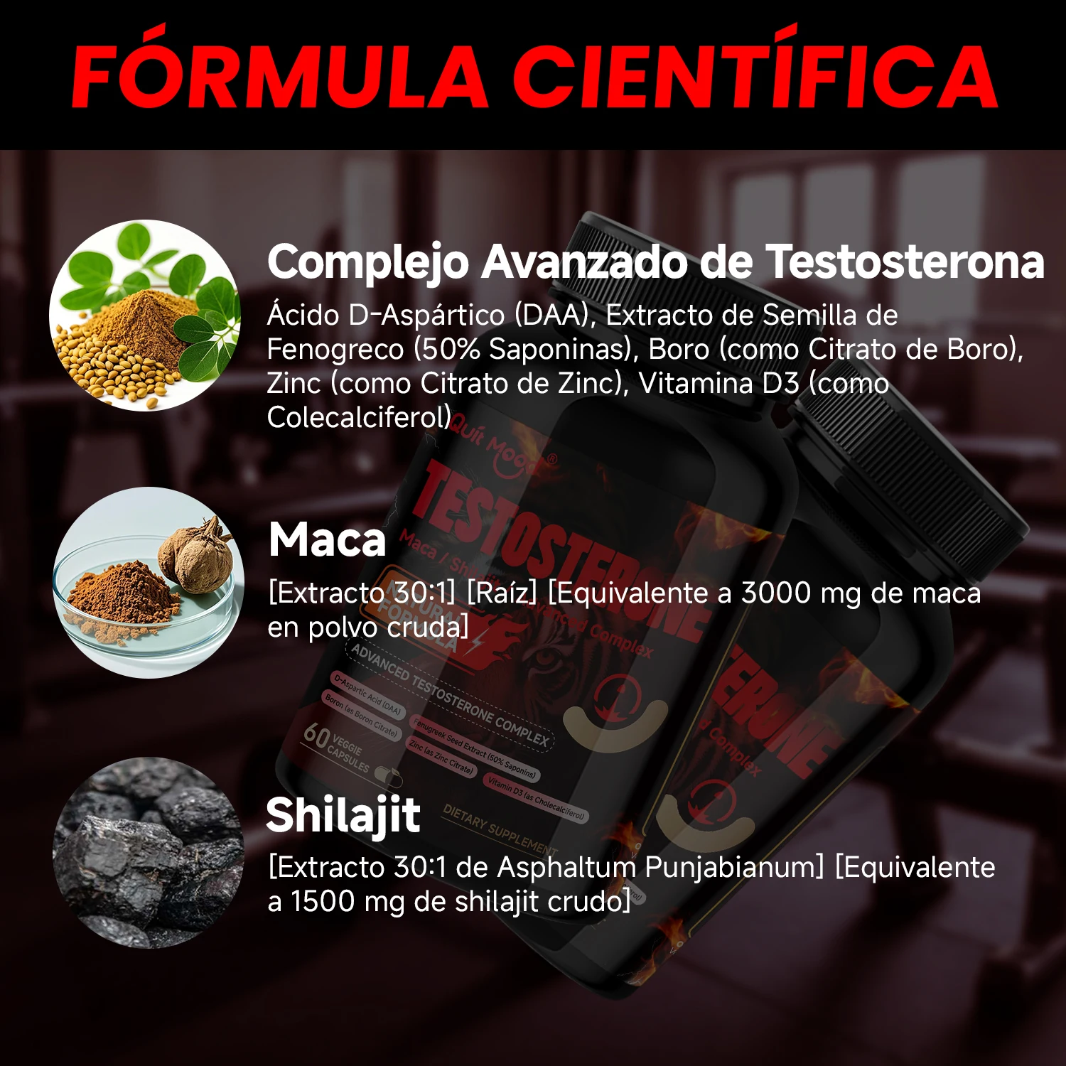 تستوستيرون للرجال، حيوية، مستخلص ماكا شيلجيت وعشب الماعز القرنية، قدرة عالية، 60 كبسولة، أفضل هدية للرجال.