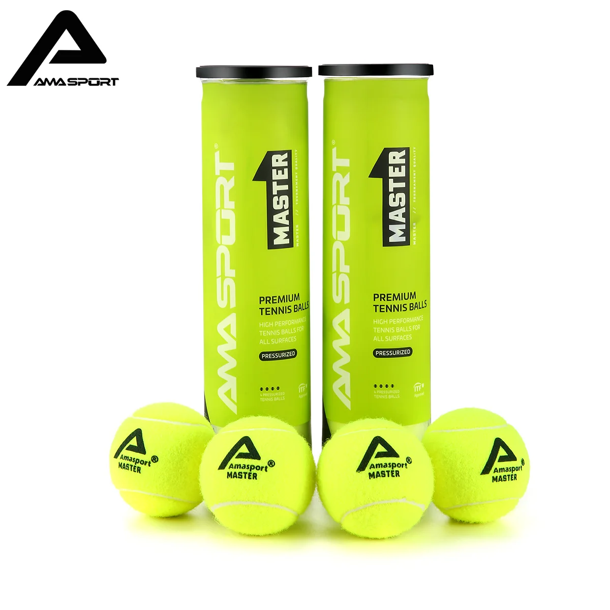 AMASPORT Pressurized Tennis Balls 4-Pack Pressurized Tube Durable High Elasticity Advanced Pressure Tenis Ball for Tournament