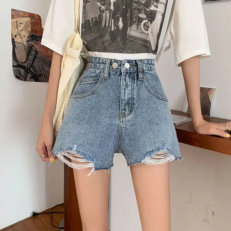 

Large Size High Waist Denim Shorts Female Summer New Loose Ripped Wide Leg Hot Jean Pants Y2k Streetwear Shorts 5xl