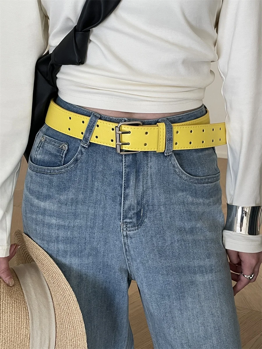 cinto-de-jeans-amarelo-brilhante-com-dois-furos-cinto-casual-de-verao-versatil-com-padrao-geometrico-para-mulheres-jovens