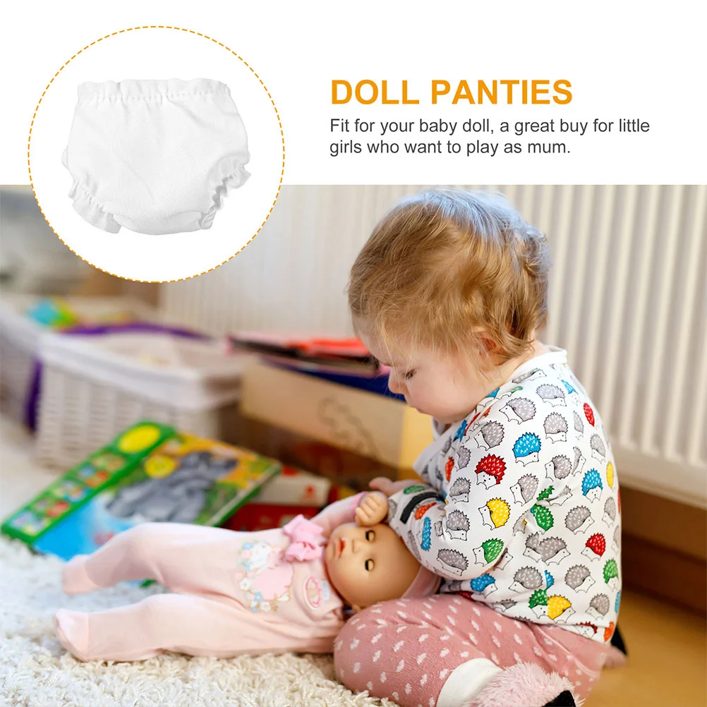 6 Pcs Accessories for Baby Toys Panties Kids Pretend Play Movable Diaper Reusable White Clothes Underpants