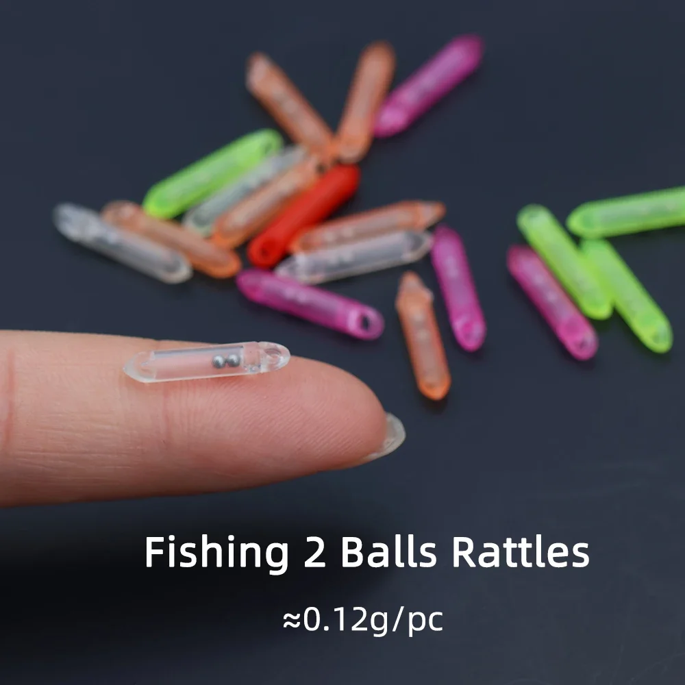 50PCS 100PCS 17mm*3mm 2 Balls PVC Rattles Lightweight Fishing Bead Sound Tube Rattle Soft Worm Hard Lure Fly Fishing Tackle