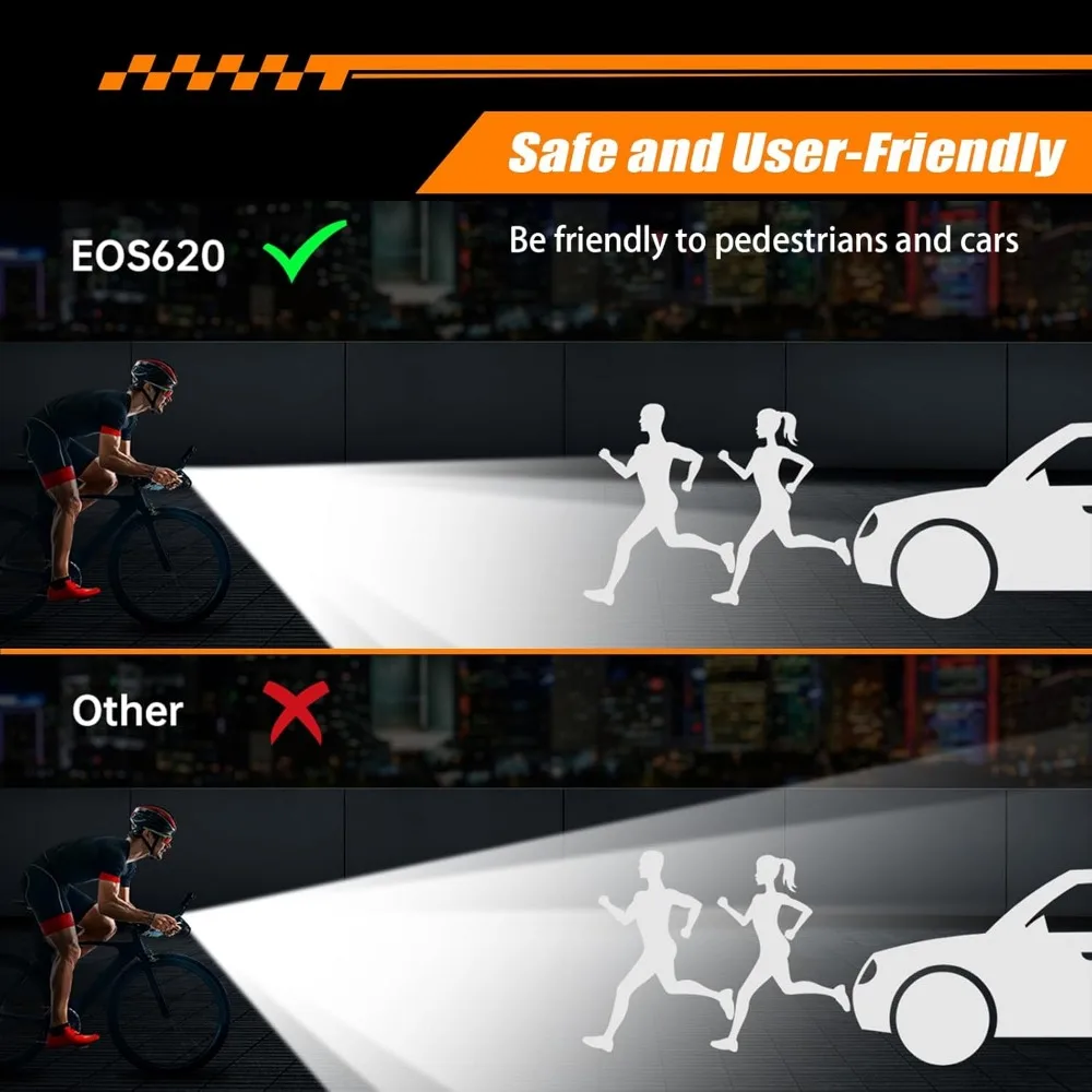 Luzes de bicicleta, luzes de bicicleta para passeios noturnos, farol de bicicleta recarregável USB de liga de alumínio de 6 LED e luz traseira, IPX5 à prova d'água