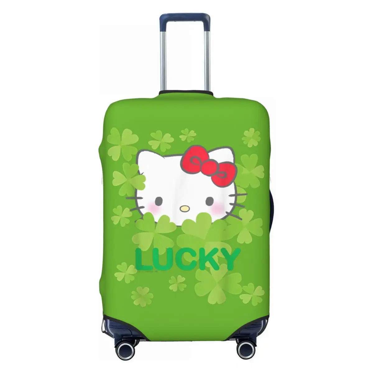 Hello Kitty Lucky Clover St. Patrick's Day Suitcase Cover Cruise Trip Protection Holiday Elastic Luggage Accesories