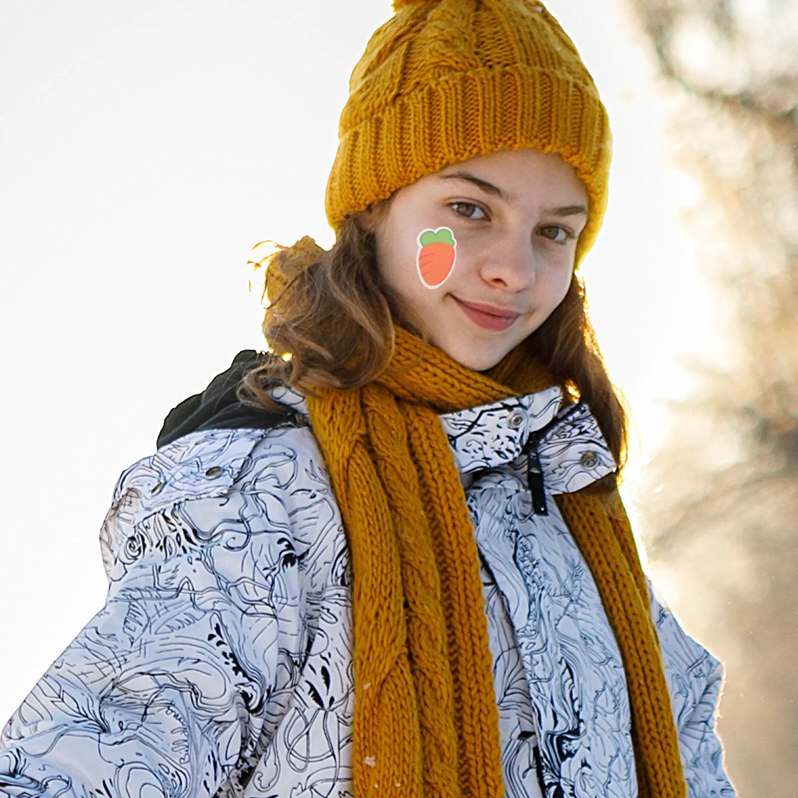 

4Pcs Anti-Freeze Face Stickers Windproof Cotton Cloth Outdoor Sports Winter Skiing Hiking Cycling Face Protection Decal