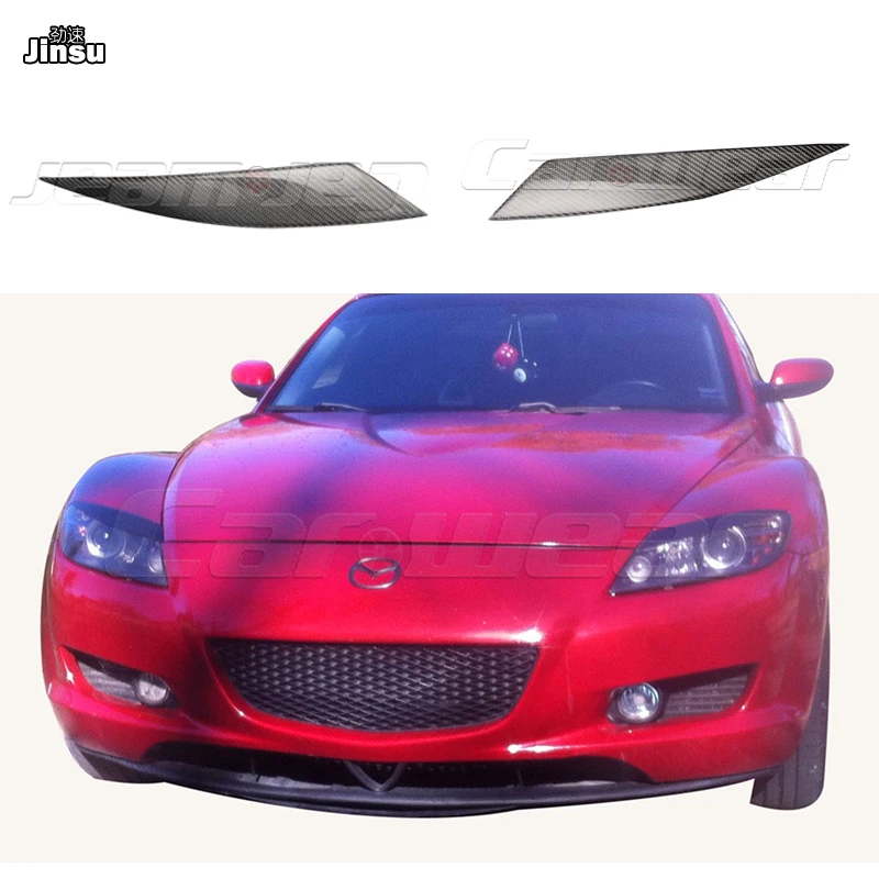 

Carbon Fiber Car Headlight Cover Eyebrows For Mazda RX8 2004 - 2007 RX 8 Front Lamp Eyelids Decorative Sticker RX-8 Auto Parts