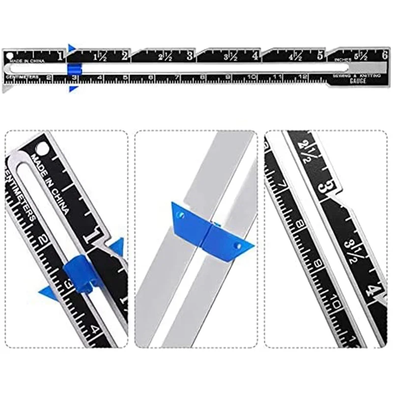 【Flash-Deal!】Set Of 3 Slide Gauges Measuring Sewing Gauges For Beginners, Knitting, Crafts, Sewing Supplies