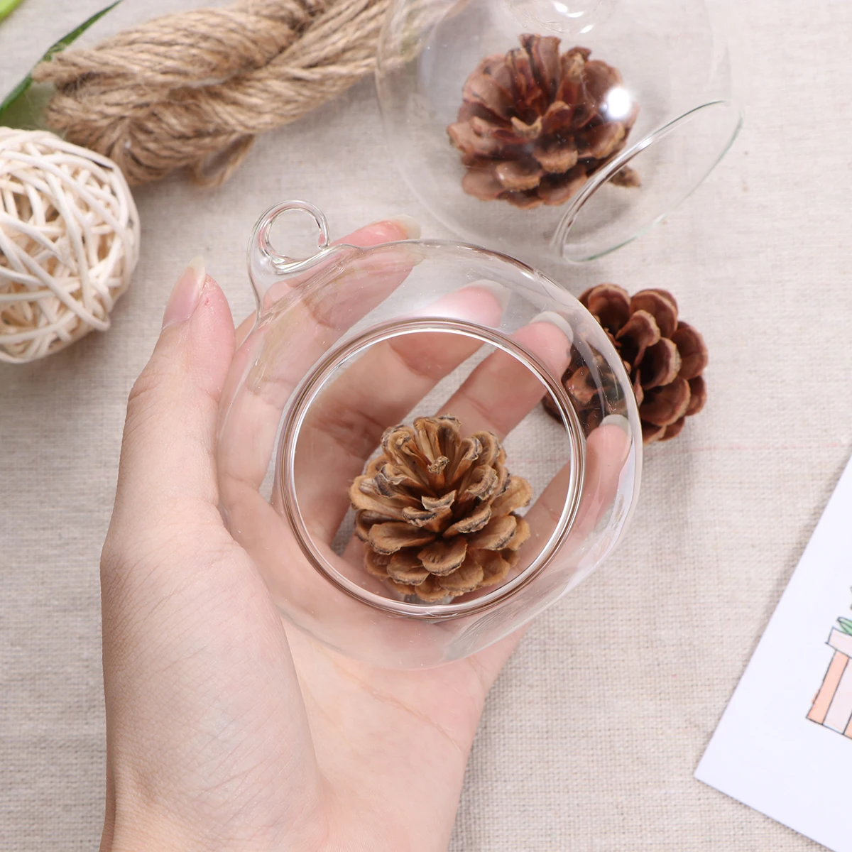 

6Pcs 120mm Clear Spherical Glass Vase Flat Base Design for DIY Fairy Garden Home Decor Glass Ball Vase for Home