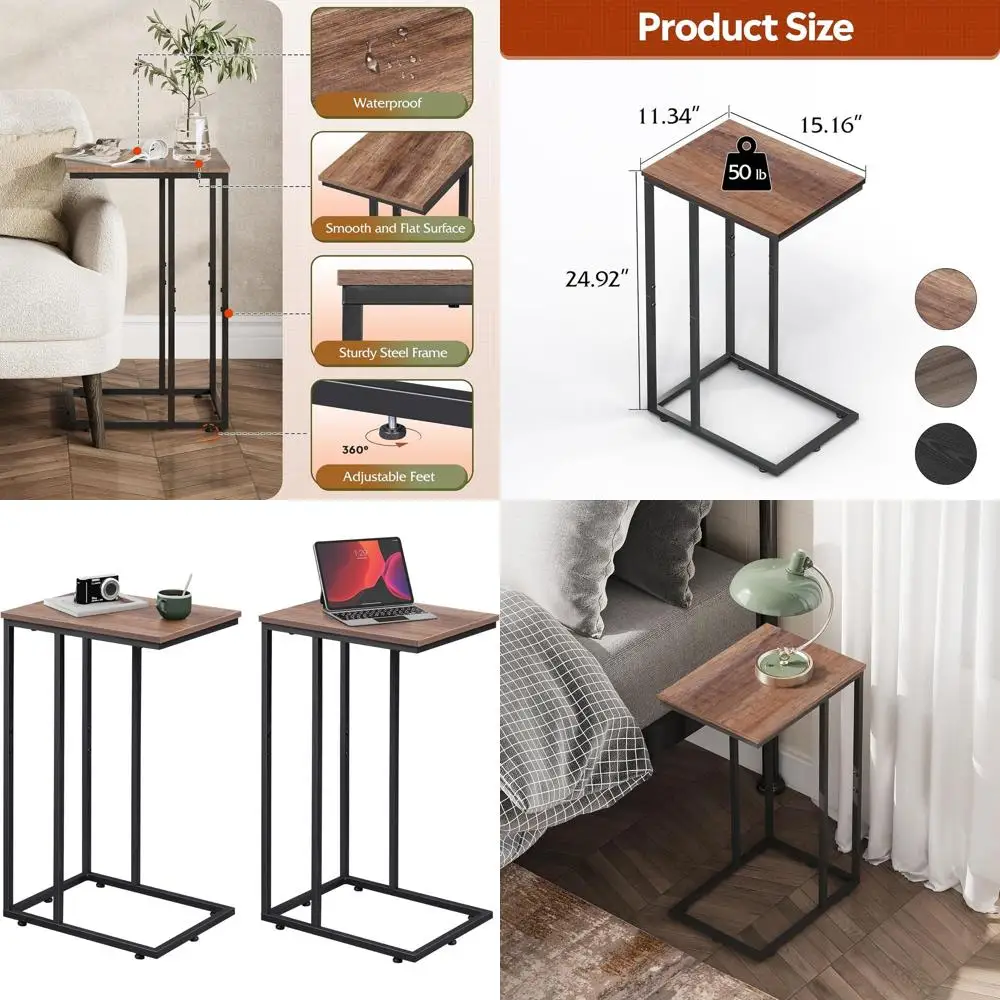 

Compact 2-Piece C-Shape Side Table Set for Sofa, Bedroom, Living Room, and Home Office