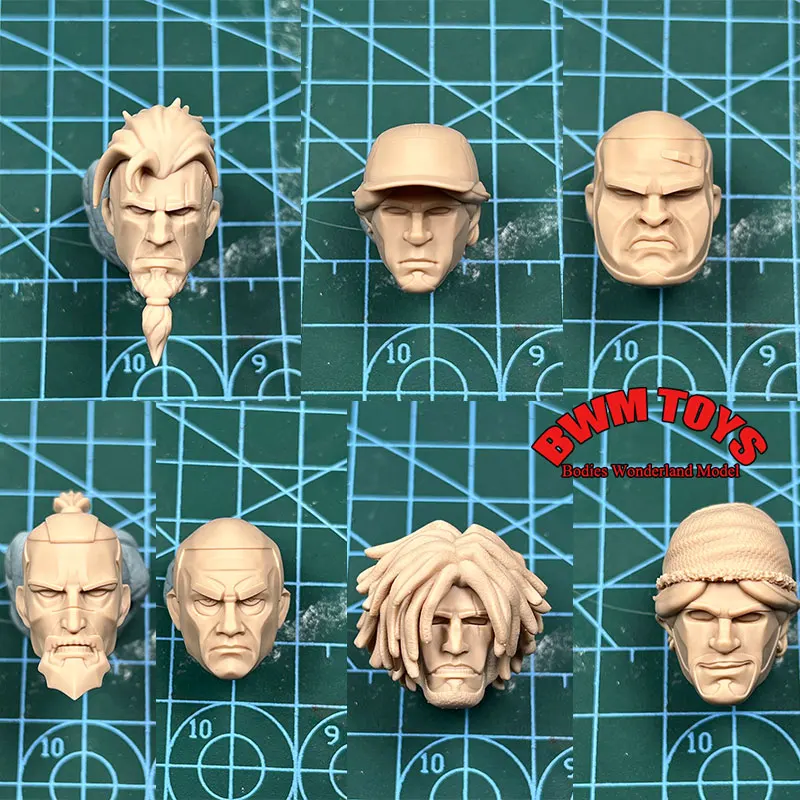 

Unpainted DIY Head Carving 1/12 Scale Soldier Trendy Hip-hop Punk White Model Head For 6inch Action Figure Doll