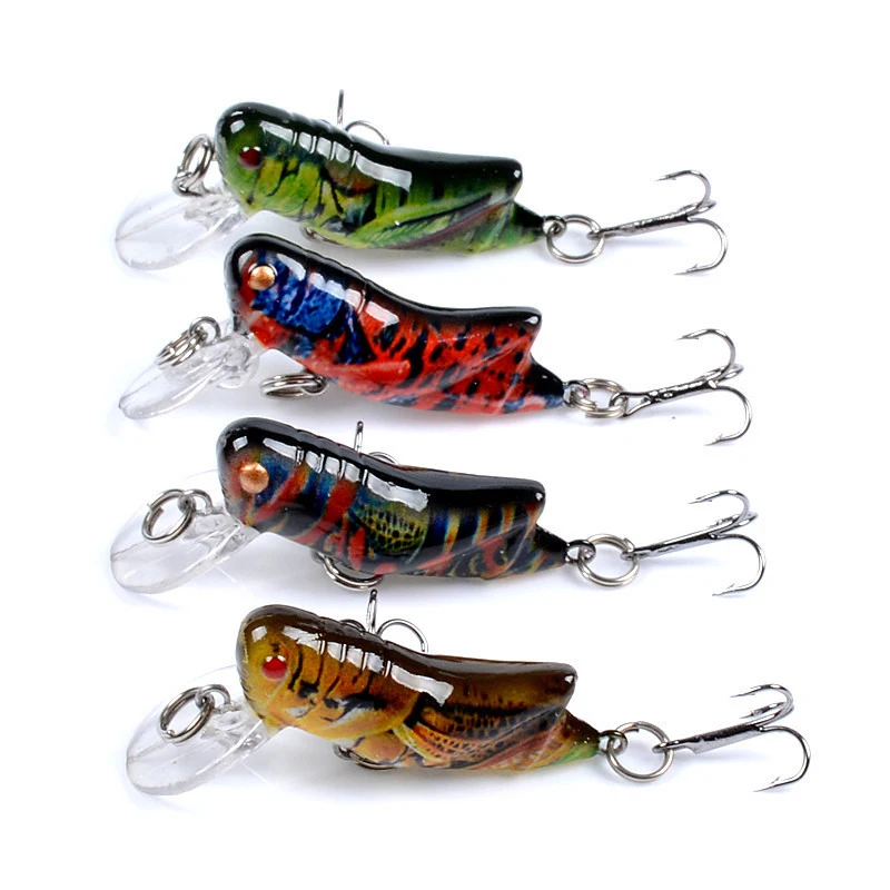 1pcs Insect Bionic Fishing Lure 45mm 3.5g Grasshopper Minnow Hard Baits Squid Artificial Swimbaits Bass Carp Pike Fishing Tackle