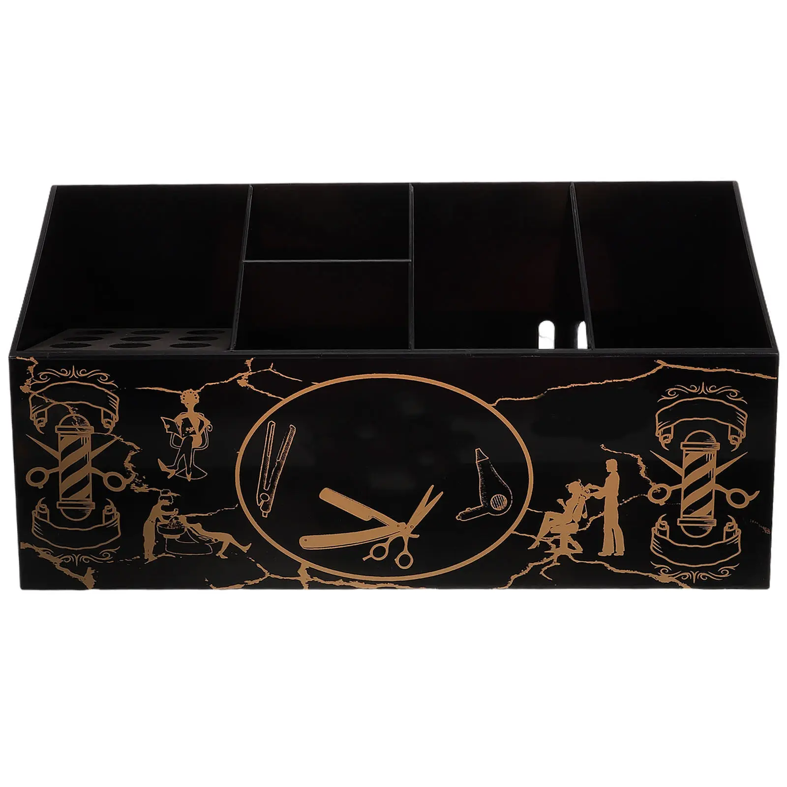 

Ретро-держатель для парикмахерских ножниц, черно-золотой, легкий, прочный, органайзер для хранения инструментов для салонов красоты и стилистов