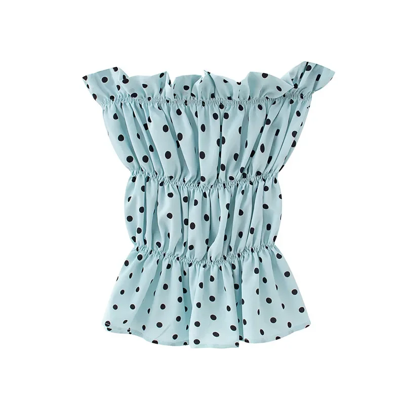 Women Summer Sexy Strapless Sleeveless Print Polka Dot Short Tops Sexy Boho Beach Crop Tops y2k 2024 Club High Street Streetwear