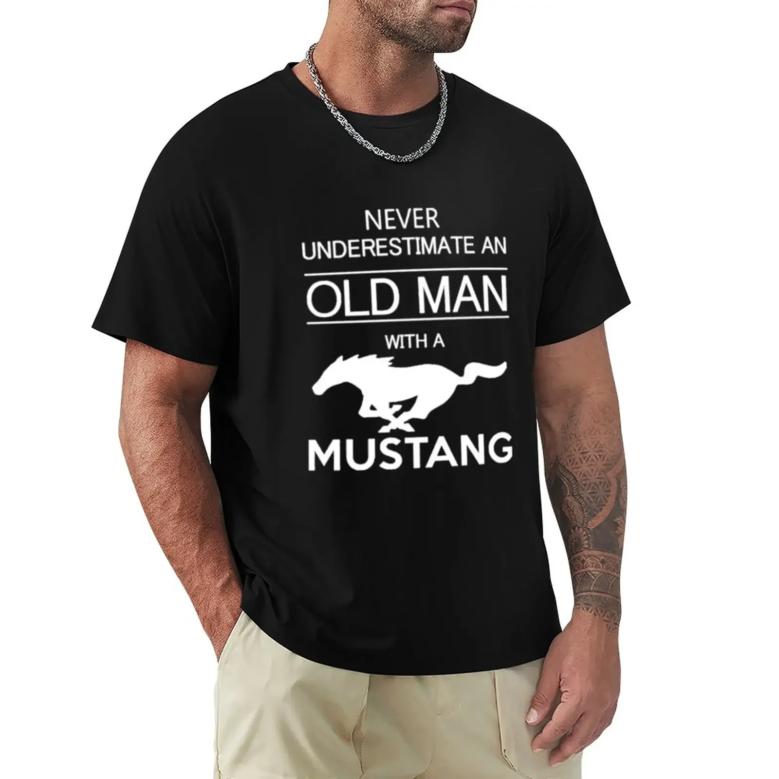 Starzec Mustang t-shirt estetyczny odzież szybkoschnąca śliczne ubrania waga ciężka t-shirty dla mężczyzn