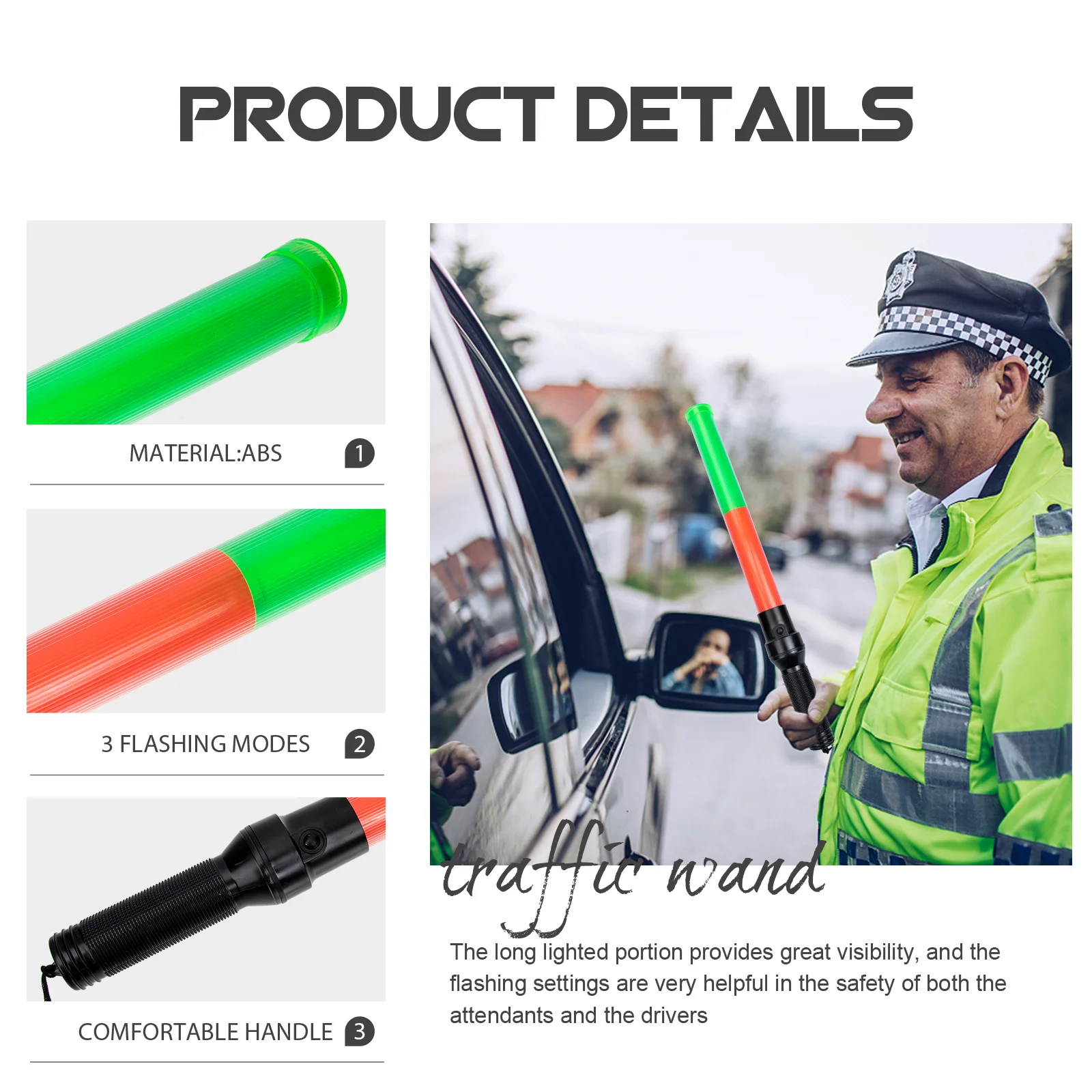 Traffic Multi-function Light Wand Portable Stick Major Bright Glow Convenient Abs Professional Handheld LED