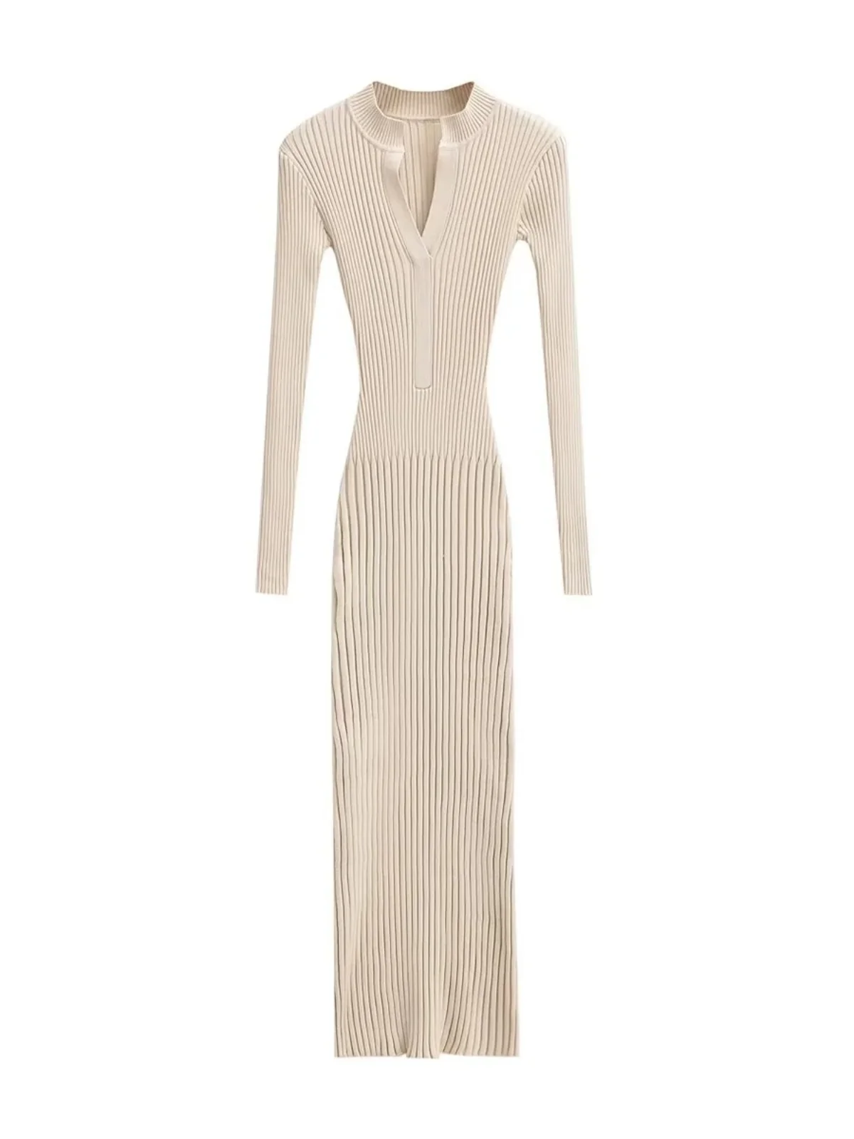 الأمريكية الرجعية V-Ne محبوك طويل Sve الدكتور الخريف جديد Sle المرأة الخصر مقصوص Bodycon تنورة طويلة الدكتور سليم صالح #3