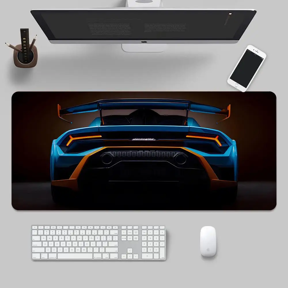 Hot cool L-Lamborghinis run car Mouse Pad Tapetes de Mesa Teclado, Borracha Kawai, Tapete de Mesa Antiderrapante, XXL90x40cm