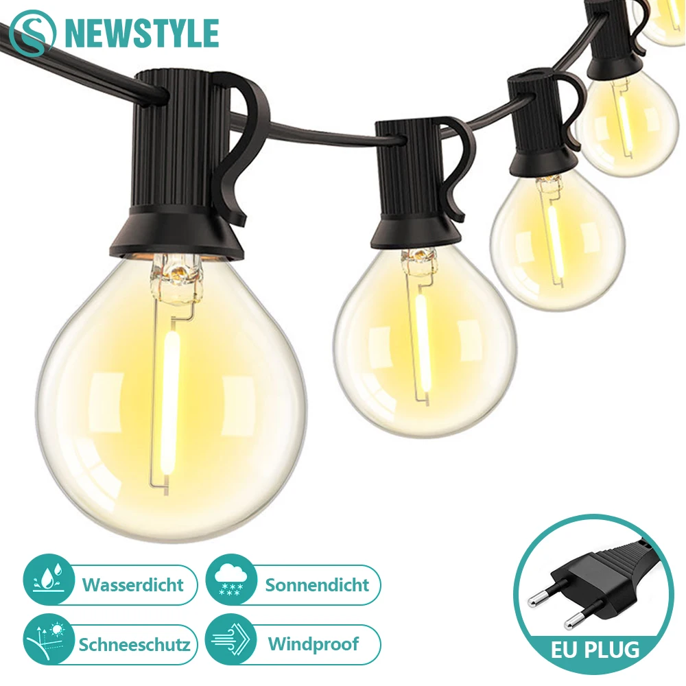 في الهواء الطلق سلسلة LED أضواء الفناء G40 شاتيربروف لمبة خارج مقاوم للماء سلسلة أضواء الكهربائية للفناء الخلفي ساحة أكشاك الشرفة #1