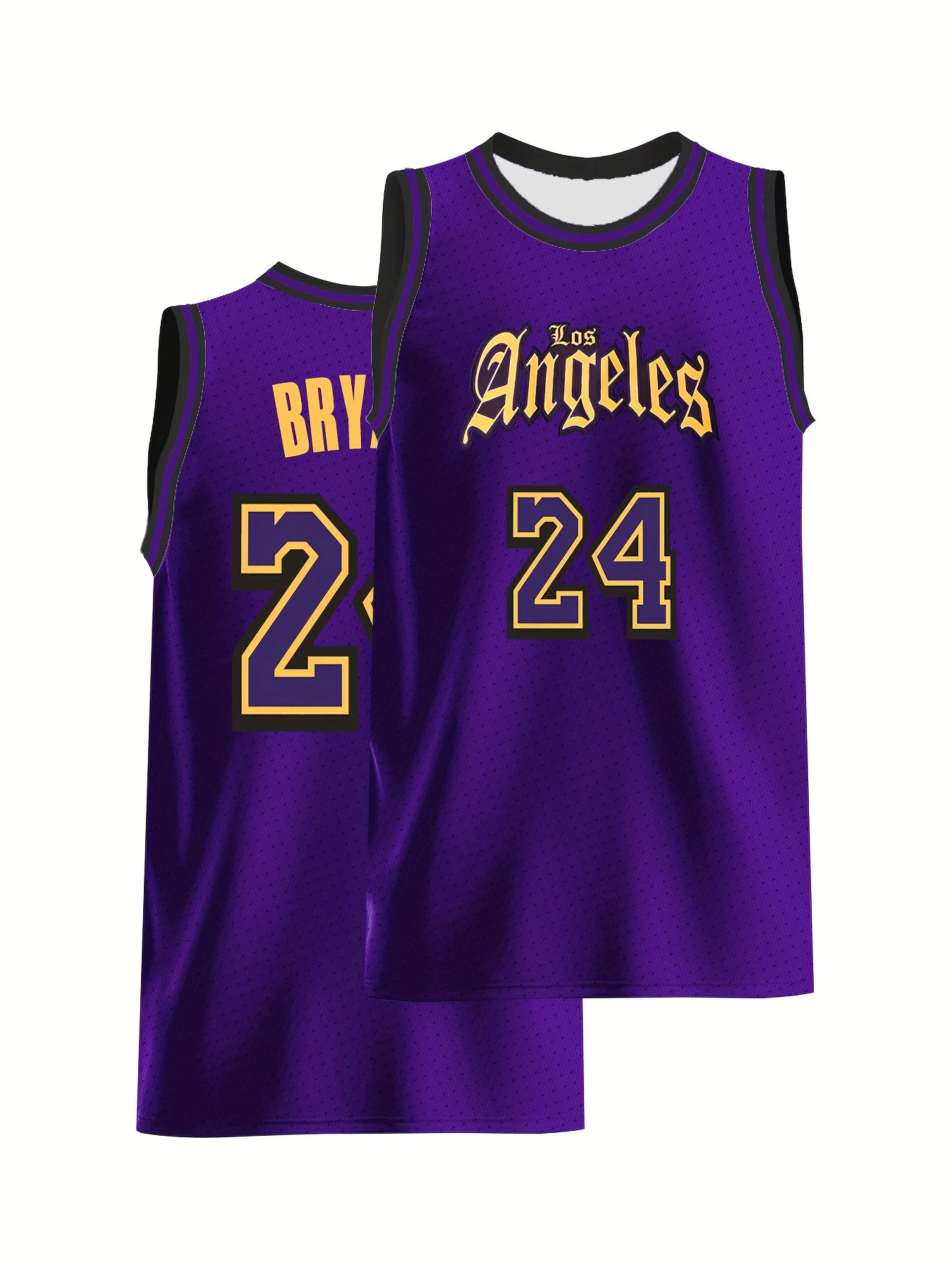 الأرجواني كرة السلة جيرسي # 24 - فضفاض مسامي وممتص للرطوبة مناسب للتدريب الرياضي في الهواء الطلق وأسلوب الشارع