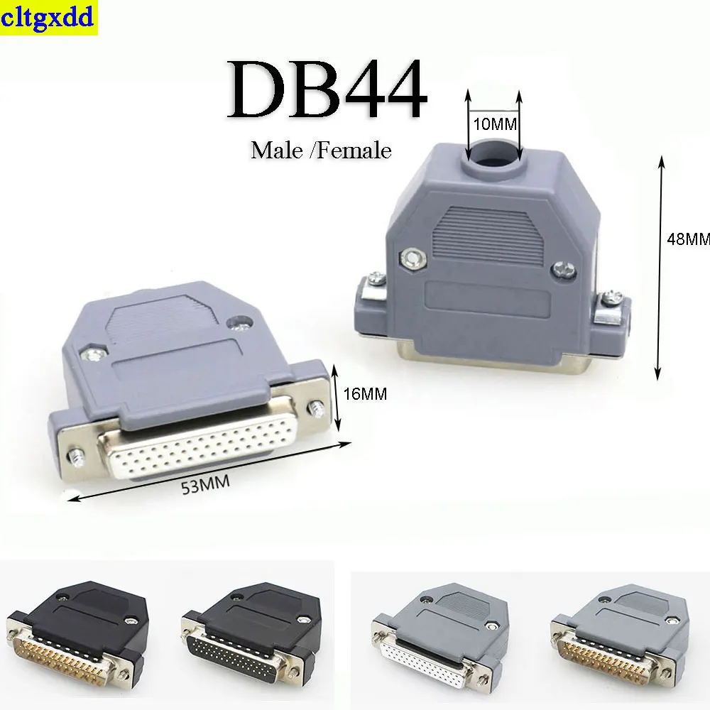 

1 set of DB44 welding head male plug/female socket plastic housing kit 3-row 44 pin serial connector D-SUB 44 adapter grey black