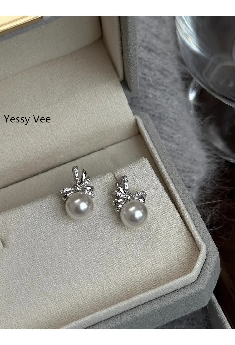 Yessy Vee Women Ballet Girls 925 Silver Earrings Bow Stud Earrings 2024 Top Quality Female New Arrival