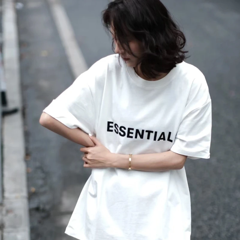 Autumn and Winter Essentials Men's and Women's Pure Cotton T-shirt Couple Jogging Sweatshirt Oversized Street Wear Short Sleeves