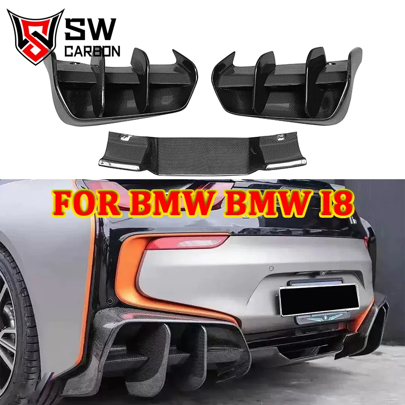 Carbon Fiber Car Rear Diffuser for BMW I8 Rear Bumper Lip Under Spoiler Carbon Splitter Body Kit