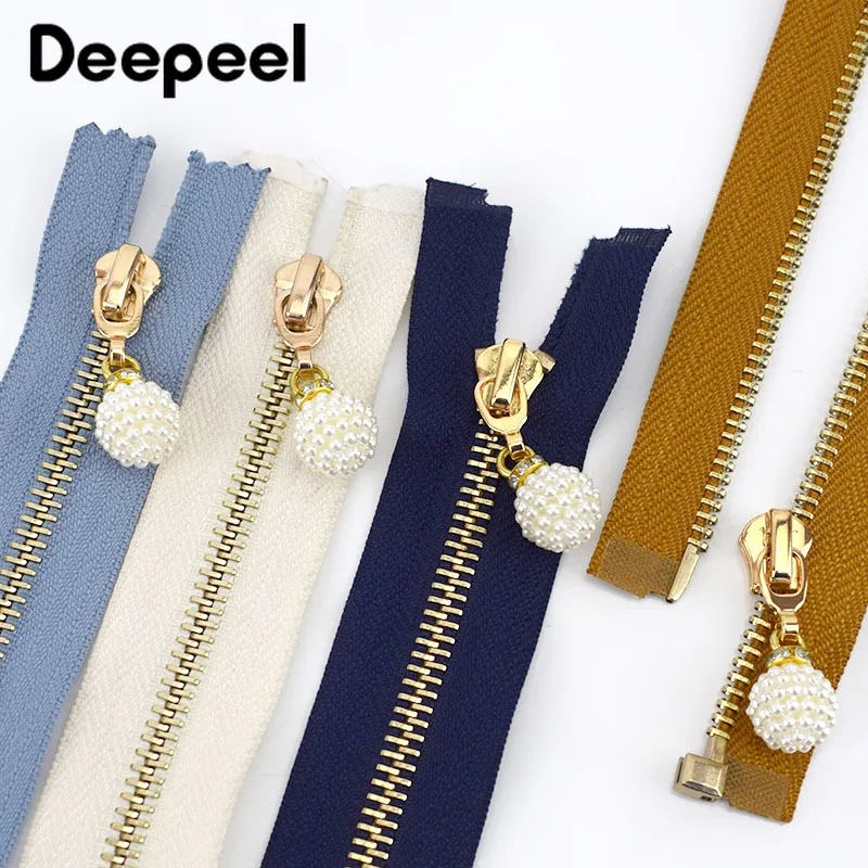 2/5Pcs 5# Metal Zipper Gold Teeth 85cm Open-end Zippers For Jaket Garment Decoration Zips Repair Kit DIY Sewing Accessories