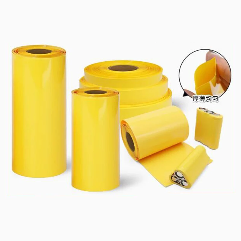Tubo termorretrátil de pvc amarelo 18650 bateria de lítio isolamento proteção embalagem filme manga poeira tubo retrátil
