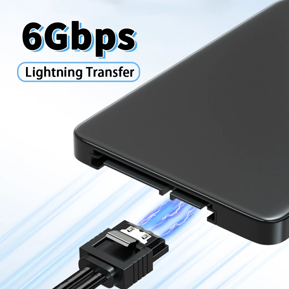 Cable de datos SATA 3,0 negro, Cable SATA III SATA 3, 10 -100cm con pestillo de bloqueo recto a ángulo izquierdo hacia arriba y abajo de 90 grados, 6GB