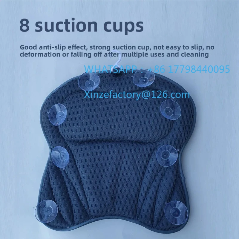

Customizable 4d Suction Cup Bathtub Bath Pillow Anti-Slip Speed Dry Hotel Spa Neck Protection