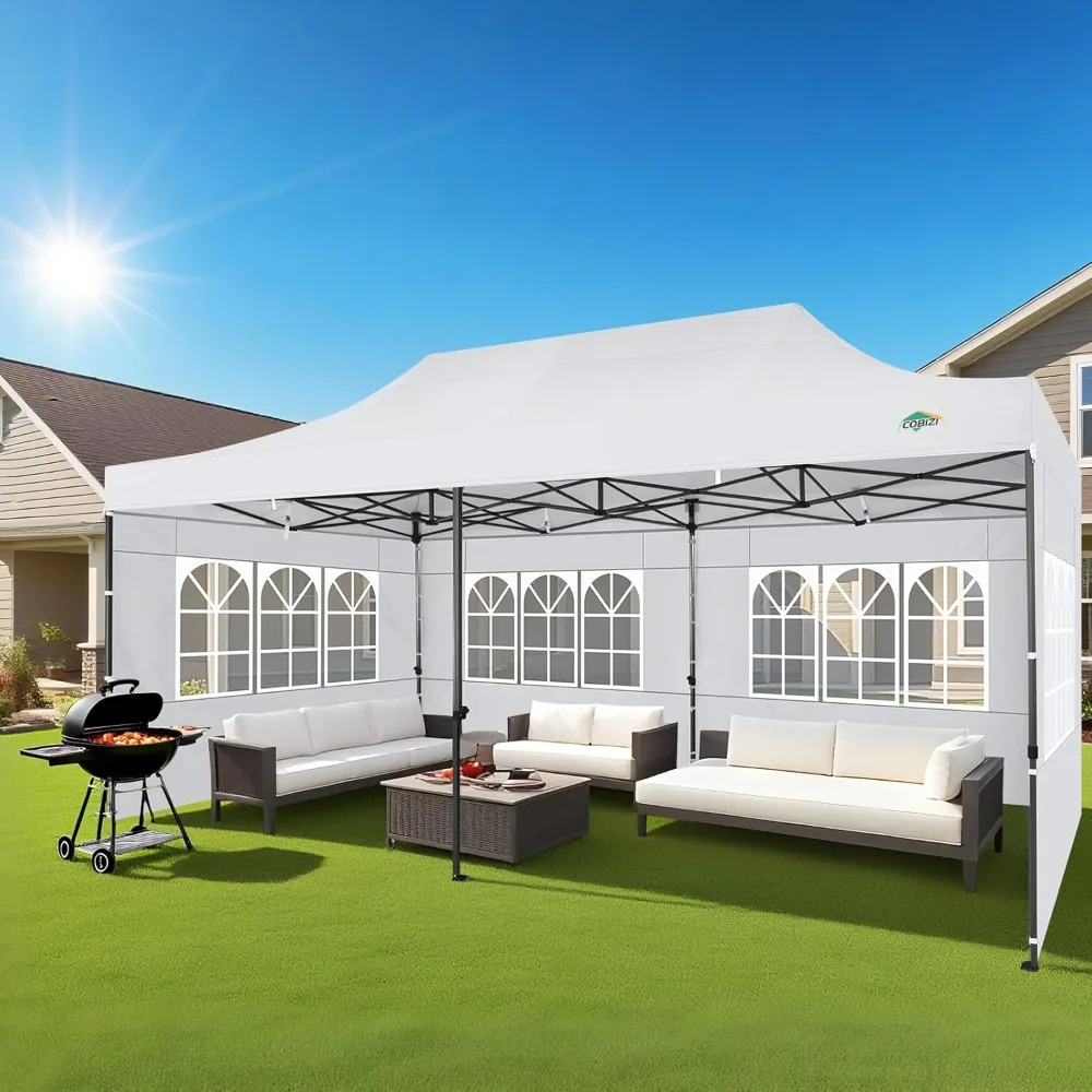 

Pop up Canopy Tent 10x20 Heavy Duty Gazebo with 6 Sidewalls, UPF 50+ All Weather Waterproof Commercial Outdoor Wedding Party Te