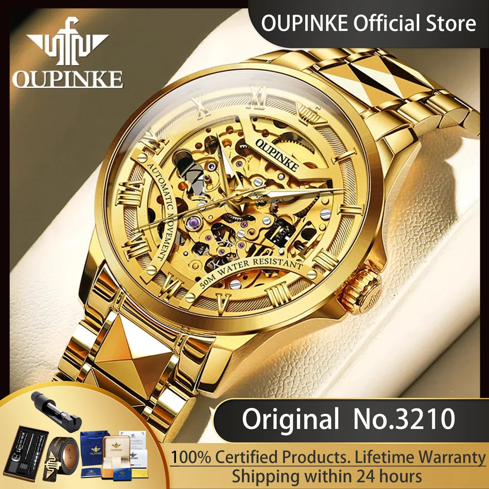 

OUPINKE 3210 Hollow Out Fully Automatic Men's Watches Top Luxury Original Imported Japan Movement Mechanical Wrist Watch for Men